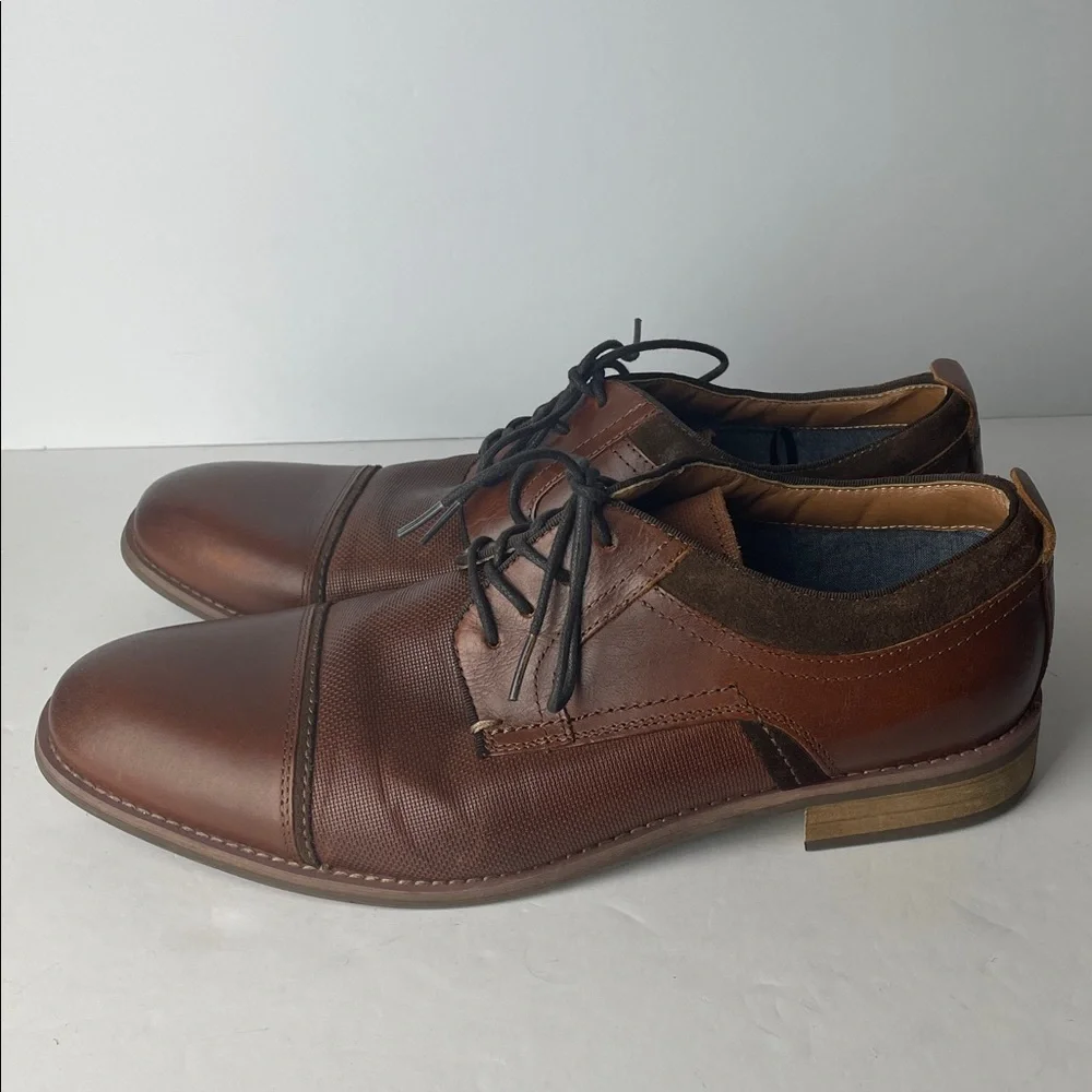 Sonoma Brown Leather Cap-Toe Dress Shoes